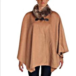 Jones New York Faux-Fur Collar Cape Coat